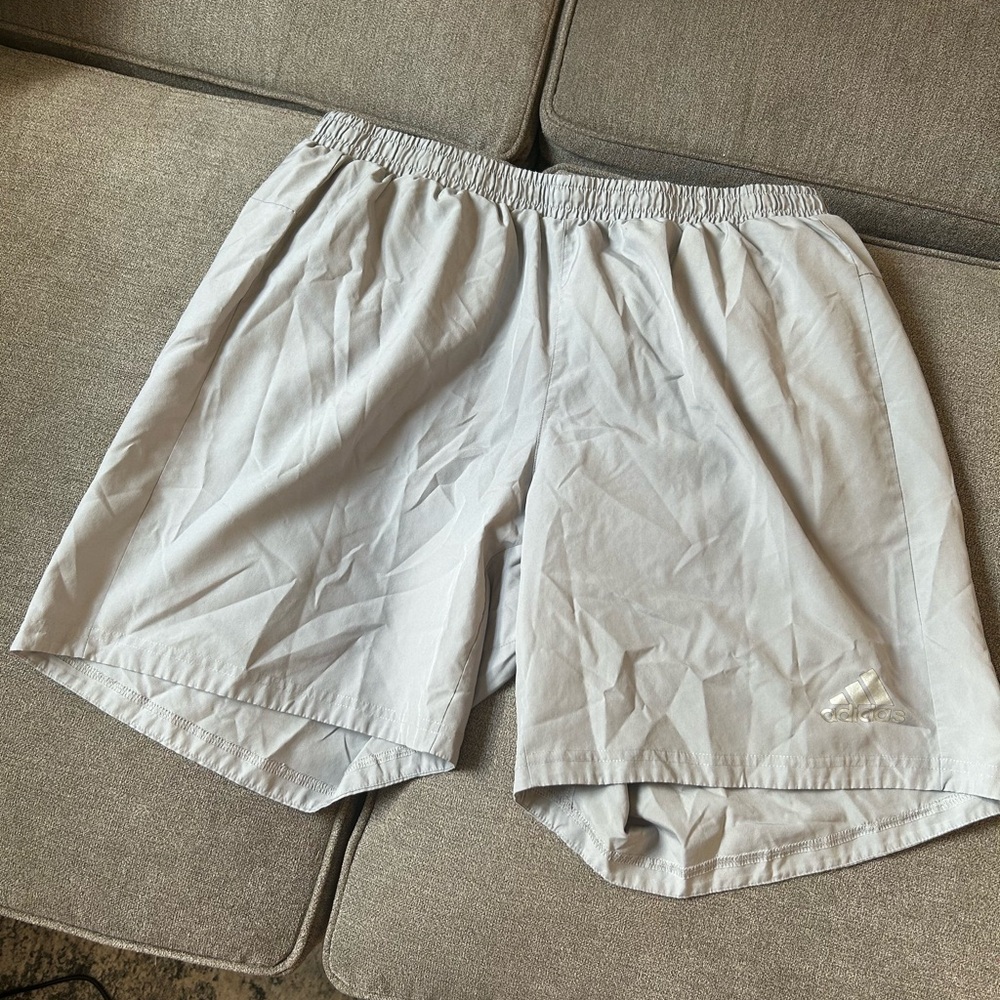 Adidas Gray Athletic Shorts Lightweight Elastic Waist